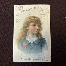 Antique Victorian Ayer’s Sarsaparilla Trade Card Girl 1890 Dr J.C. Ayer picture