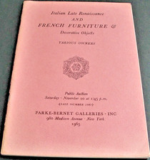 Italian Late Renaissance and French Furniture - Auction- 1965 Booklet-Catalog .  picture