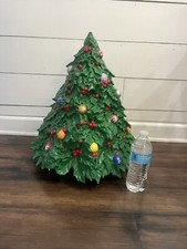 VTG Large Atlantic Mold Holly Ceramic Christmas Tree Rare (Extra Wide) 20” X 19” picture