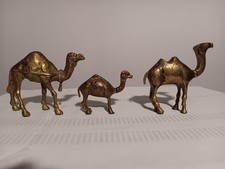 Vtg Brass 3 Piece Camel Set.   5x4  5x4  4x3 Has Etching. picture