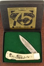 SCHRADE MADE IN USA SCRIMSHAW BUFFALO LOCKBACK KNIFE 1916-1991 515SC (34186) picture