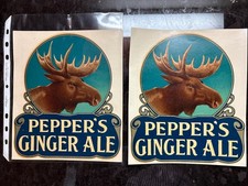 (2) Vintage 1932 Unused PEPPER'S GINGER ALE Soda Advertising Window Decal Signs picture