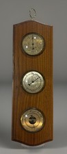 Vintage French Weather Station Barometer Thermometer Hygrometer Wood Wall Decor picture