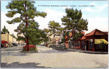 Vintage 1940's Linen Postcard ~ CARMEL CA California Business District picture