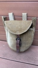 Vintage Soviet USSR Canvas Belt Pouch Khaki Leather Strap Buckle Utility Bag picture