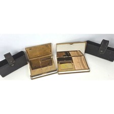 Ultra-Rare Survivor Lot: Two Vtg 1948–1952 Volupté Brass Carryall Compact Purses picture