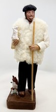 VTG French Terracotta Shepherd w/ Lamb & Dog Dress FolkArt Signed “ATR” picture