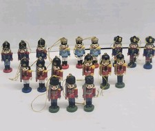 18 Vtg Novelino Christmas Mini Ornaments Pewter Nutcracker Toy Soldiers 1.5