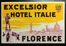 Vintage CIGA Florence Italy Luggage Label Excelsior Hotel Italie MINT Milton Ray picture