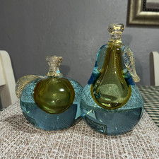 VINTAGE Mid Century Modern Pale Blue and Gold Italian Italy ALFREDO BARBINI picture
