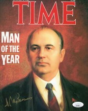 MIKHAIL GORBACHEV SIGNED AUTOGRAPH 8X10 TIME MAGAZINE PHOTO - VERY RARE W/ JSA picture
