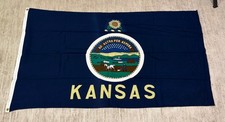 Vintage Kansas State Flag Vintage Paramount Flag Co 3x5 Ajax 100% Cotton Canvas  picture