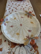 Vtg FITZ & FLOYD Pilgrims Progress 13” Platter Fall Autumn Thanksgiving picture