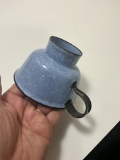 RARE CANNING FUNNEL SMALL BLACK & BLUE HANDLED GRANITEWARE ENAMELWARE ANTIQUE 😳 picture
