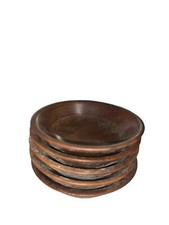 Vintage Set Of 5 Vermillion Real Walnut Salad Bowls 6
