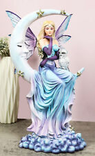 Crescent Moon And Stars Midnight Fairy Luna In Pastel Gown With Snow Owl Statue picture