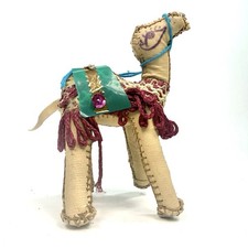 Vtg Vintage Handmade Leather Camel Figurine Egyptian Souvenir Folk Art 5” Decor picture