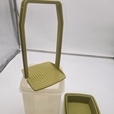 Tupperware Pick-A-Deli Pickle Olive Keeper Avocaod Green Lid 1560 Vintage picture