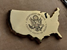 Vintage Department Of State Solid Brass Paperweight USA picture