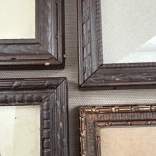 Vintage Art Deco Carved Stamped Wood Picture Frames Glass Lot Of 6 Collage picture