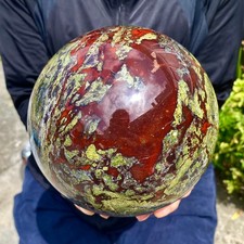 11.86LB Natural dragon blood stone quartz sphere crystal ball reiki healing picture