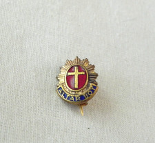 Vintage ALTAR BOY Lapel Pin Old Catholic Red Blue Enamel Rare picture