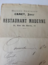 Vintage Late 1800s French RESTAURANT MODERNE Check 11 Rue Du Havre 11 Paris picture