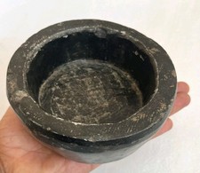 RARE VINTAGE HAND MADE BLACK STONE TRIBAL BOWL COLLECTABLE STONE BOWL  picture