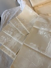 Simtex Candlelight Damask 54x72 Eggshell Tablecloth Napkin Set Vtg Holidays READ picture