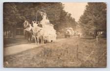 1909 Patriotic Parade RPPC White Pigeon MI Eagle Float Pageant Civic Event picture