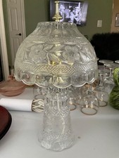 Vintage Cut Crystal Glass Table Lamp Bedroom Night Desk Light 15” Tall picture