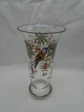 Glass Vase Hand Painted Parrots Floral Jungle 10