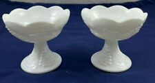 MIlk Glass Footed Candle Holders Set of 2 VTG Indiana Glass Colony Harvest Grape picture