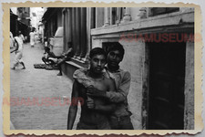 40s MAN PORTRAIT STREET Topless GAY Hugs Handsome B&W Vintage INDIA Photo 361 picture