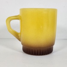 Vintage Anchor Hocking Fire-King Yellow Brown Gradient Milk Glass Stackable Mug picture