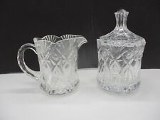 Vintage Cut Etched Glass Creamer and Sugar picture