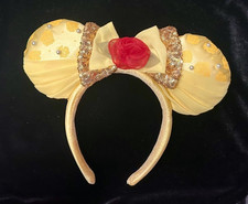 Rare Disney Parks Beauty and the Beast Belle Ballgown With Enchanted Rose Ears H picture