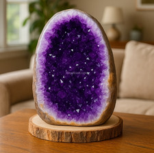 Rare Amethyst Geode Cluster Purple Quartz Crystal Healing Reiki Art Decor Gift picture