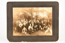 1907 Mounted Albumen Print 9x7'' - Outdoor Group Portrait of Men at Camp V25 picture