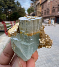 Natural Aquamarine With Tourmaline Combine And Muscovite On Matrix , 484 Carats picture