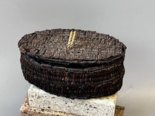 Vtg Handcrafted Whole Clove Trinket Box Oval Lidded Scented Potpourri Basket picture