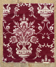 Antique French Fabric c1890-1910 Art Nouveau Era Deep Burgundy 12x13