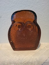 Vtg MidCentury 1960’s BLENKO Art Glass AMBER OWL Bookend #6813 By JOEL MYERSflaw picture
