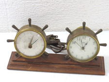 Vintage Swift Anderson Brass Ship Wheel Barometer Clock Combo Clock Works picture