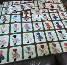 Vintage Sunbonnet Sue Quilt Set 2 Pillows 2 Pillow Shams Vibrant Colors Country picture