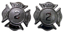 Vintage Obsolete Wyckoff Fire Department Fireman's Badges (2) Collectible Only picture