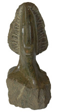 VTG African Woman Bust Serpentine Stone Sculpture Shona Zimbabwe 12