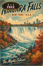 Niagara Falls Waterfall Souvenir Tin Sign Quirky Travel Wall Plaque picture