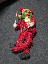 Vintage German Folk Art Doll Carved Wood Face Wire Body Carnival 8