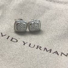 David Yurman 925 Silver 585 Pave' Diamond Petite Albion Stud Earrings DY Pouch picture